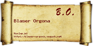 Blaser Orgona névjegykártya